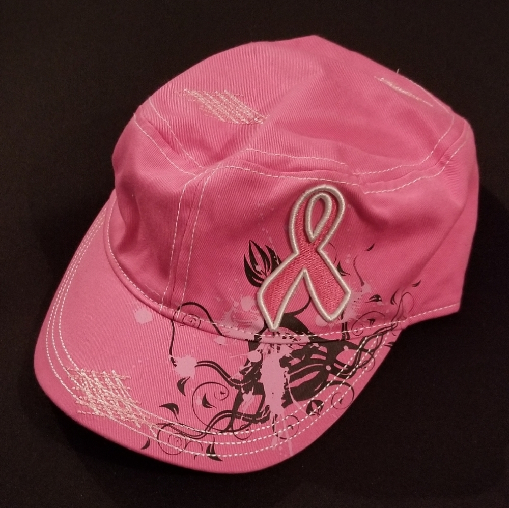 American Crown pink ribbon, breast cancer awareness hat, adjustable